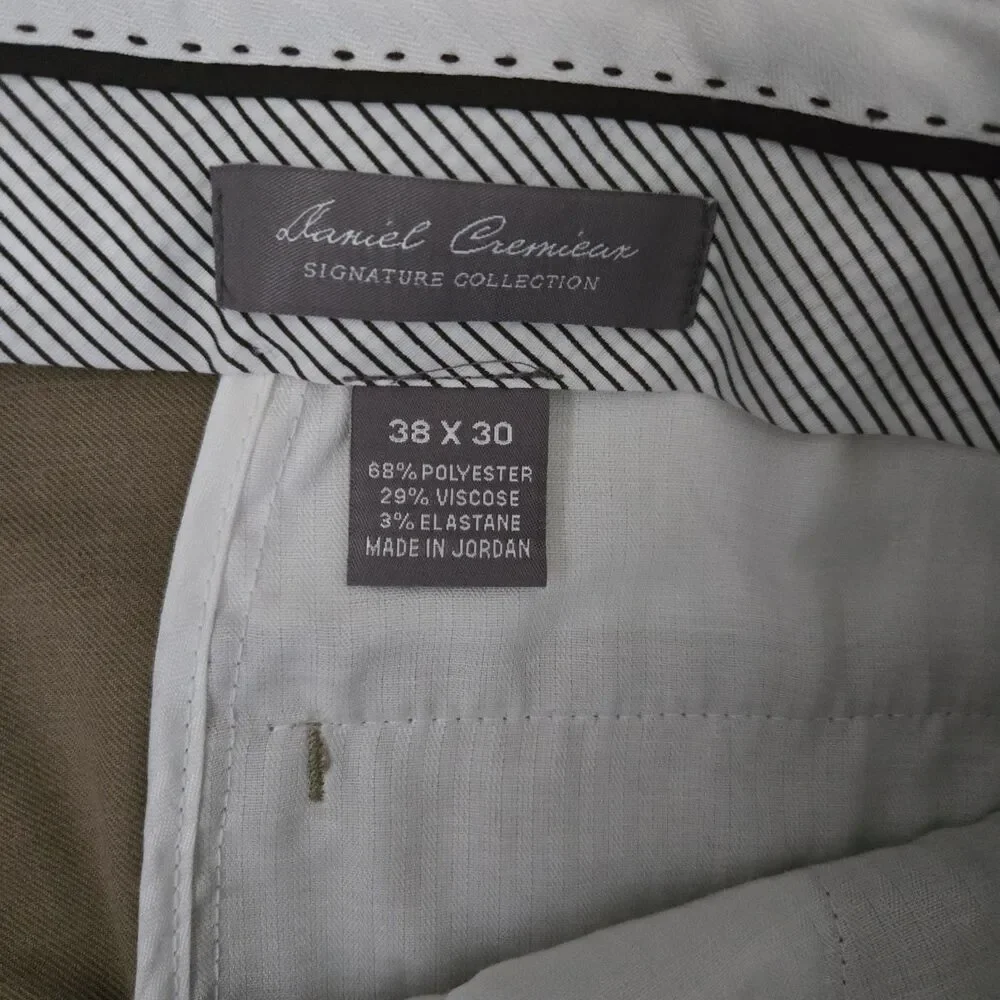 Daniel Cremieux Signature‎ Mens Pants 38x30 Beige Dress Slacks Flat Front